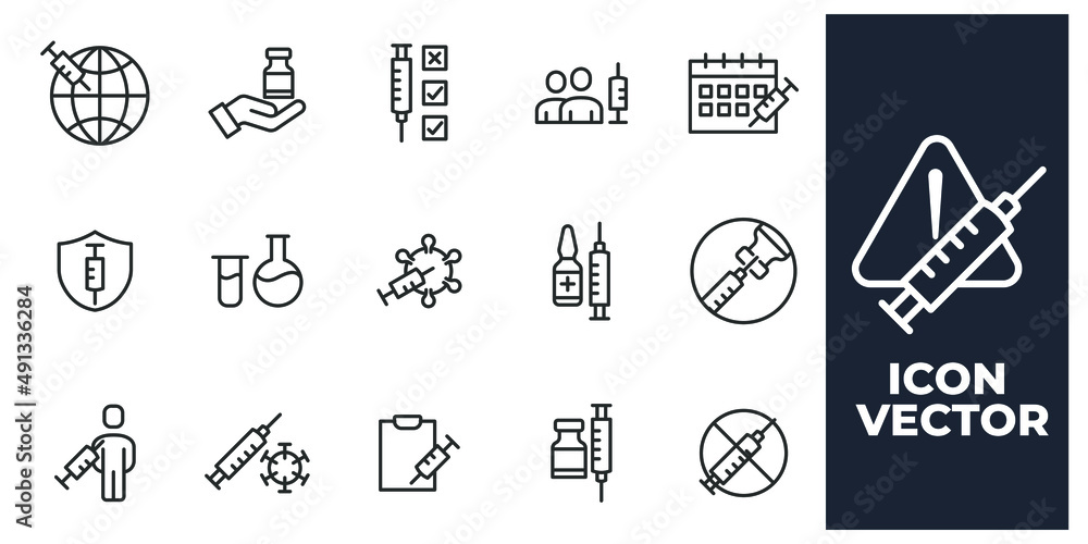 set of Vaccine and Vaccination elements symbol template for graphic and web design collection logo vector illustration set of Vaccine and Vaccination elements symbol template for graphic and web design collection logo vector illustration
