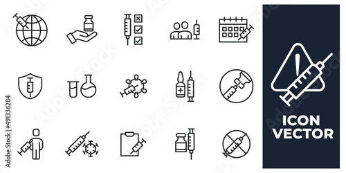 set of Vaccine and Vaccination elements symbol template for graphic and web design collection logo vector illustration