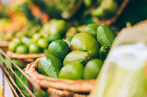 Close-up  Lime on the counters in the supermarket.