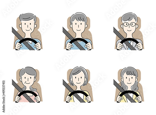 運転をする様々な人物のベクターイラストセット