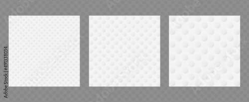 Fabric, paper or mattress dotted texture. Vector abstract white geometric pattern with dots for your design. Background template set