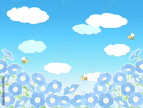 ネモフィラのお花畑をイメージしたイラスト