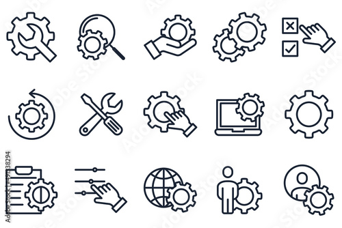 set of Setup and Settings elements symbol template for graphic and web design collection logo vector illustration