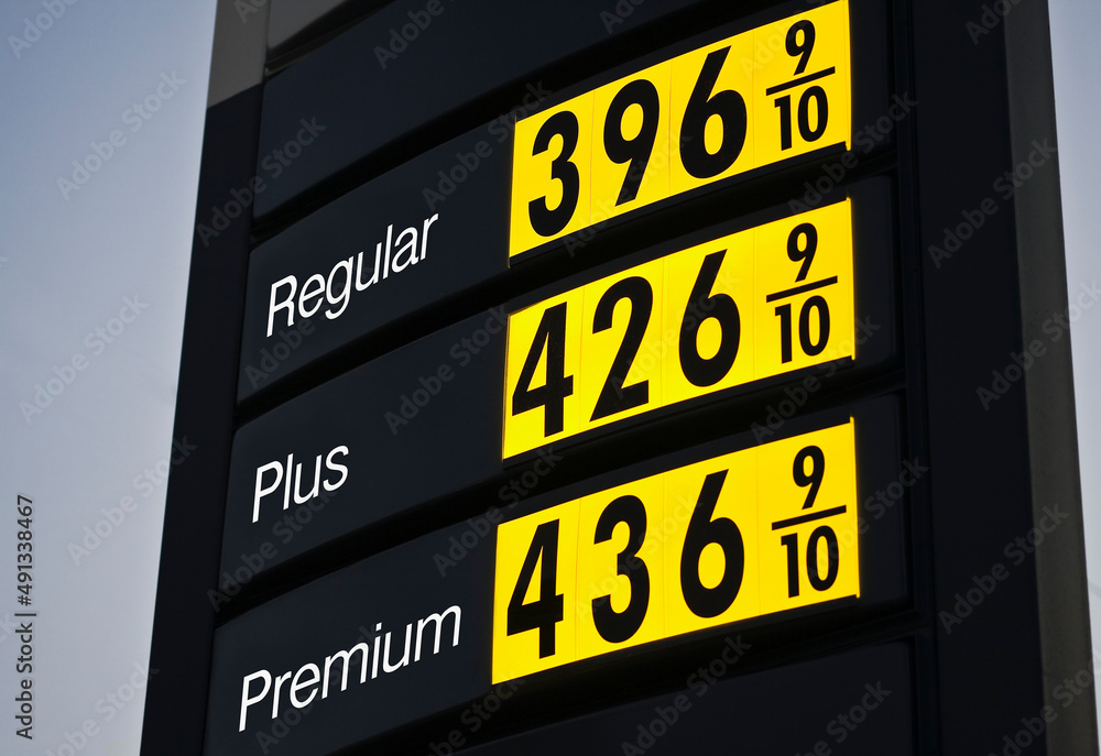 United States, Virginia, Commercial sign with fuel prices United States, Virginia, Commercial sign with fuel prices