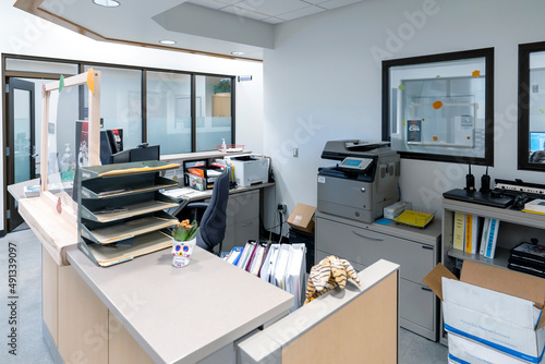 Interior of Office Space, Desk,  photo