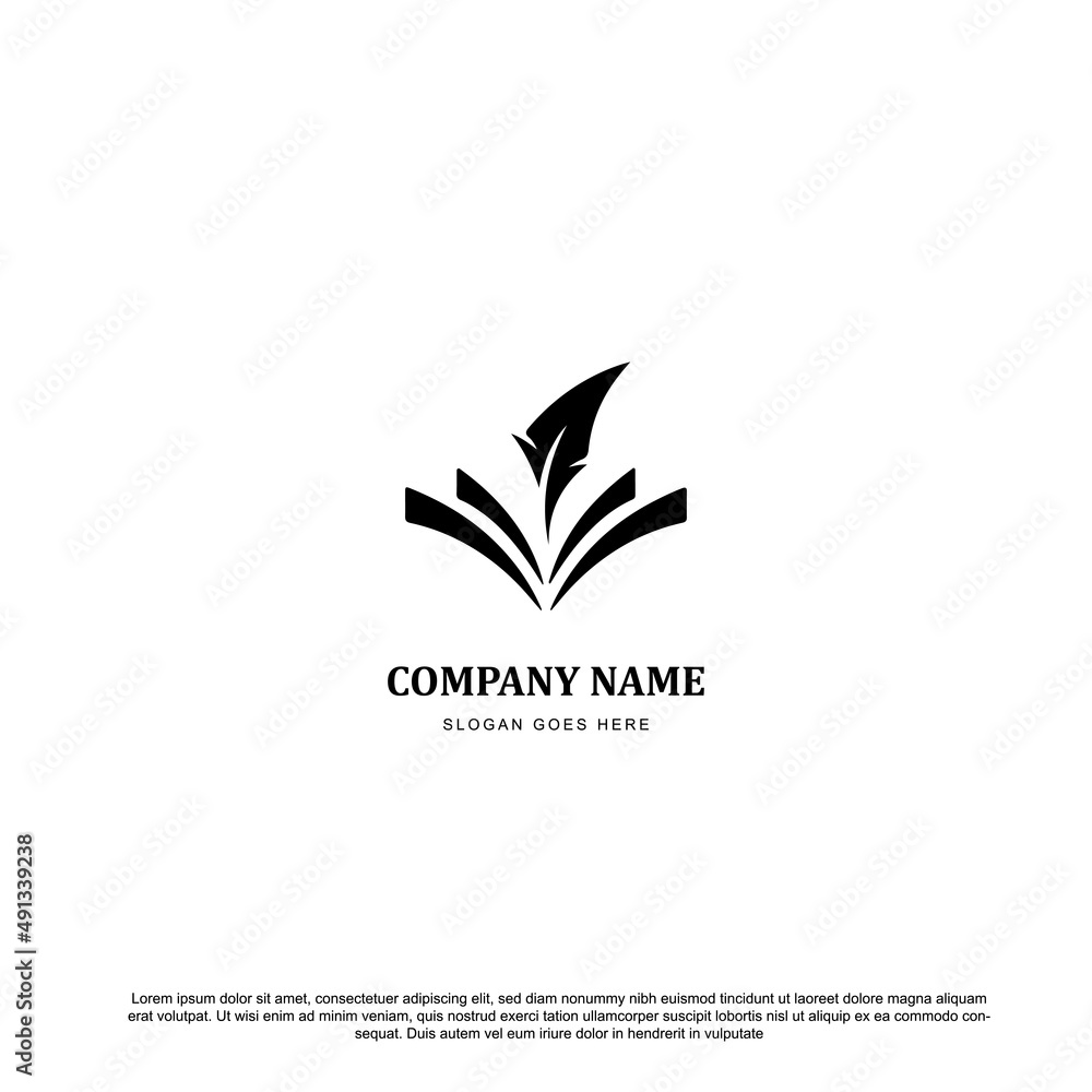 smart learning education book with quill vector logo design template smart learning education book with quill vector logo design template