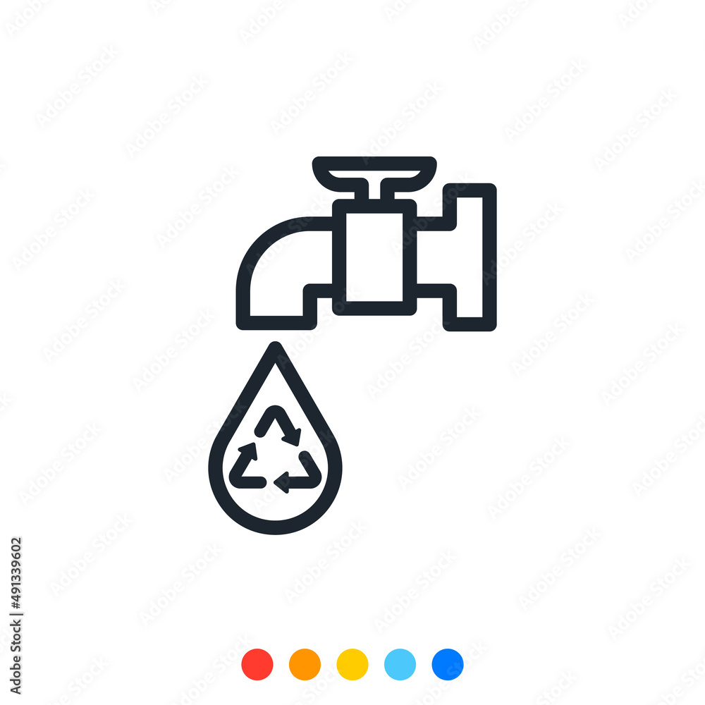 Water conservation icon, Faucet icon, Vector and Illustration. Water conservation icon, Faucet icon, Vector and Illustration.