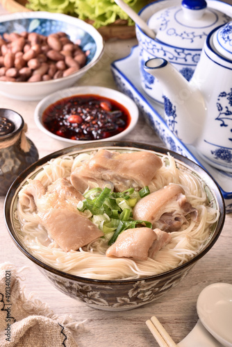 Vermicelli with pork leg is a popular food in Taiwan.
