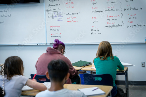 Spanish classroom with students in school