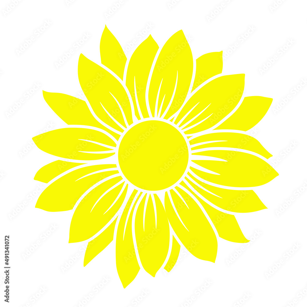 Vector yellow sunflower. Sunflower silhouette, Vector Illustration. Vector yellow sunflower. Sunflower silhouette, Vector Illustration.