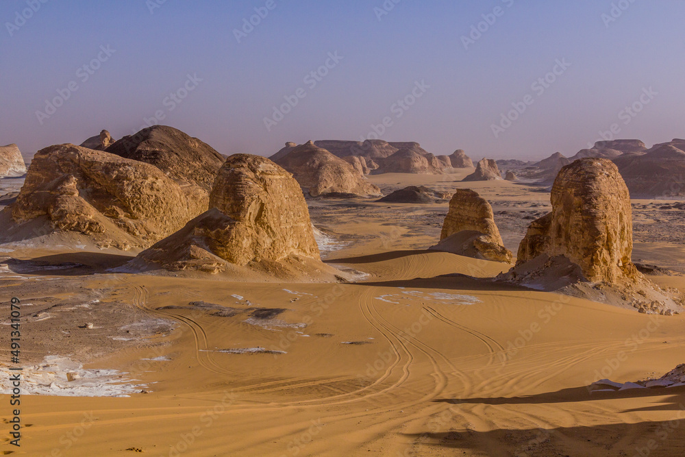 Rock formations of El Aqabat valley in the White Desert, Egypt