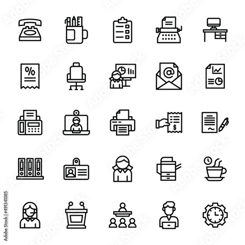 secretary icon set illustration vector graphic