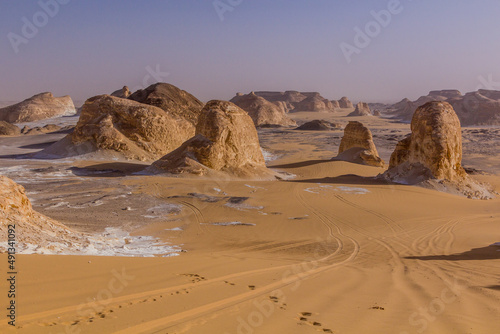 Rock formations of El Aqabat  Agabat  valley in the White Desert  Egypt