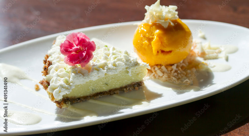 key lime pie with sorbet key lime pie with sorbet