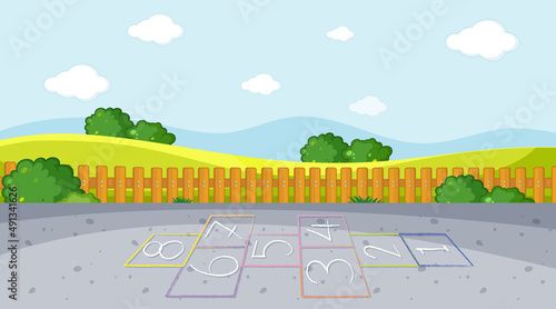 Hopscotch on playground background