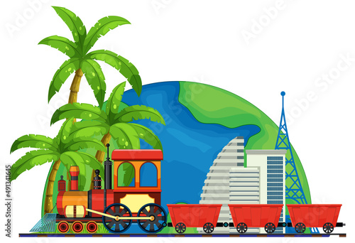 Train with natural scene
