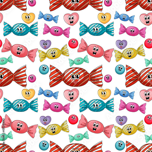 Seamless pattern cartoon on white background