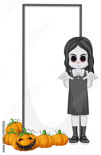 Isolated wooden banner with ghost