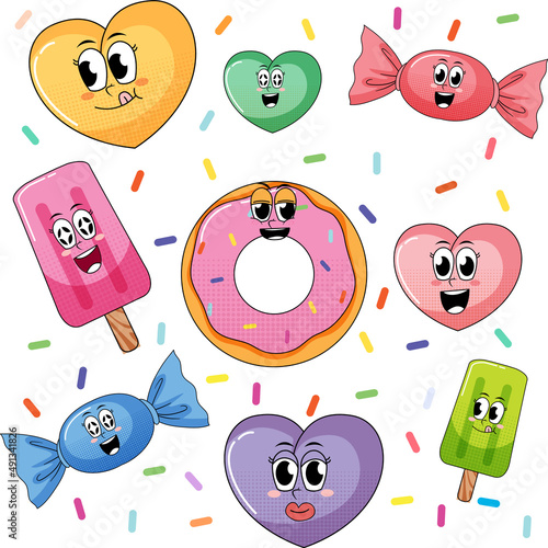 A various sweets on white background