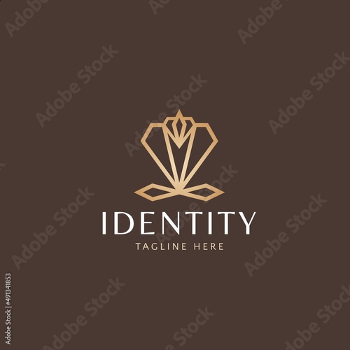 luxury and elegant diamond flower vector template logo. suitable for businesses in the field of jewelry, fashion, and other luxury companies 