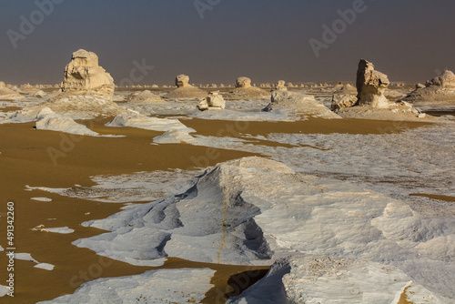 Chalk rock formations in the White Desert, Egypt photo