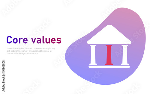 core values of organization orcompany represented with building column symbol of integrity commitment and priciples banner design