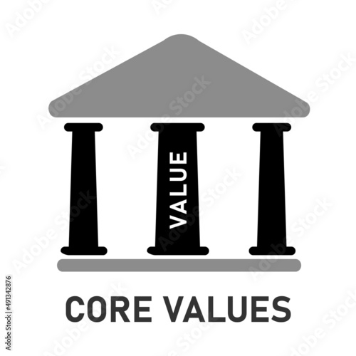 core values of organization orcompany represented with building column symbol of integrity commitment and priciples icon