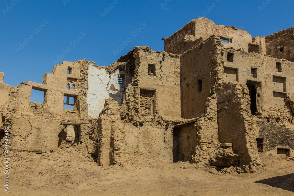 Ruined houses in Al Qasr village in Dakhla oasis, Egypt