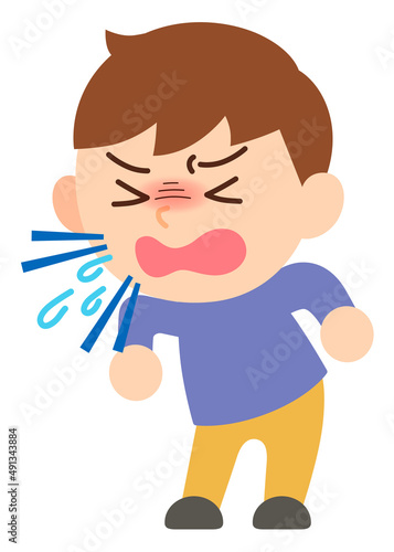 くしゃみをする男性・主線なし
