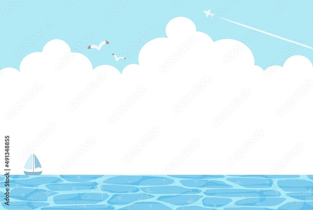 シンプルな手描きの夏の海の背景イラスト Stock Vector Adobe Stock