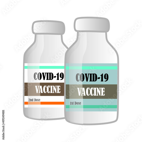 Coronavirus vaccine 1st dose and 2nd dose illustration