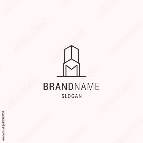 Letter m building logo icon design template