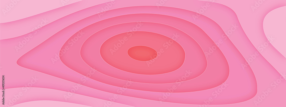 Pink paper cut banner with 3D abstract background and pink waves layers. Abstract layout design for brochure and flyer. Paper art vector illustration
Pink paper cut banner with 3D abstract background and pink waves layers. Abstract layout design for brochure and flyer. Paper art vector illustration
