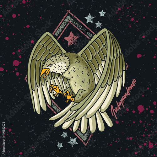 strong bald eagle grunge disstresed