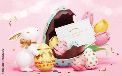 3d romantic Easter holiday template