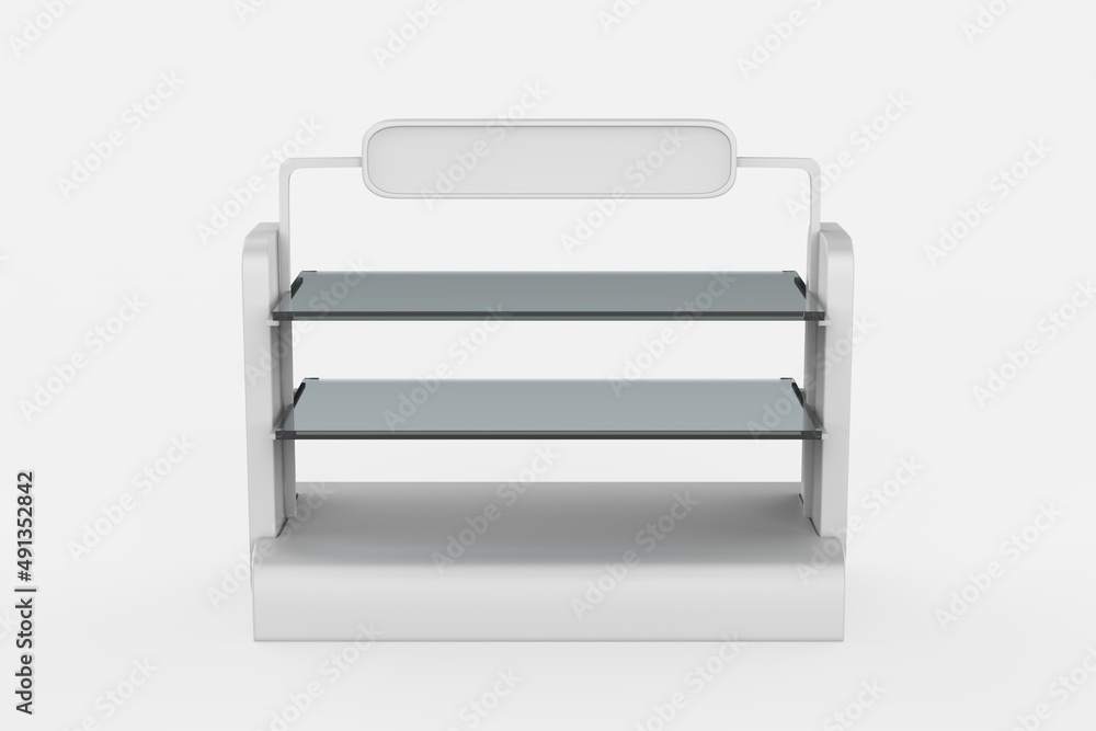 Display stand, retail display stand for product , display stands isolated on white background. 3d illustration Display stand, retail display stand for product , display stands isolated on white background. 3d illustration