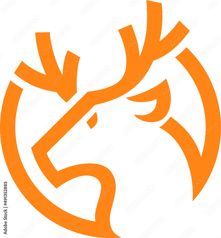Head of Deer Simple Outline Logo Design Head of Deer Simple Outline Logo Design
