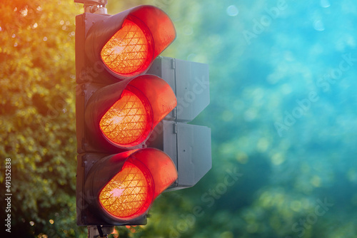 Traffic lights concept stop tourism Covid-19 sanction travel