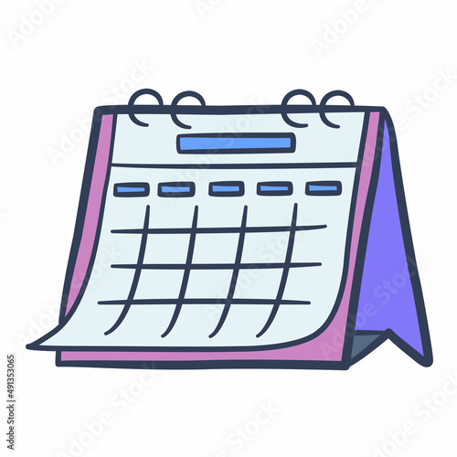 calendar time schedule timeline plan agenda project single isolated icon with doodle colorfull color style