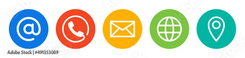 Set of contact information icon button. Business contact symbol.