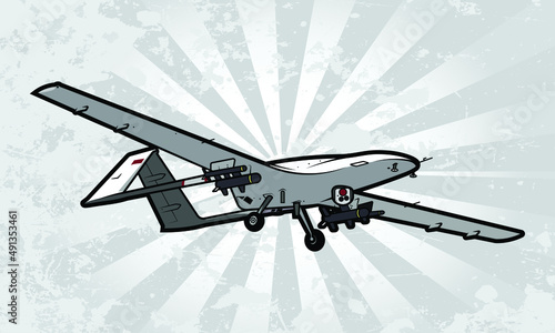 unmanned combat aerial vehicle vector illustration