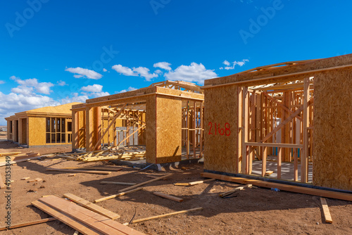 Row of New Homes Being Built