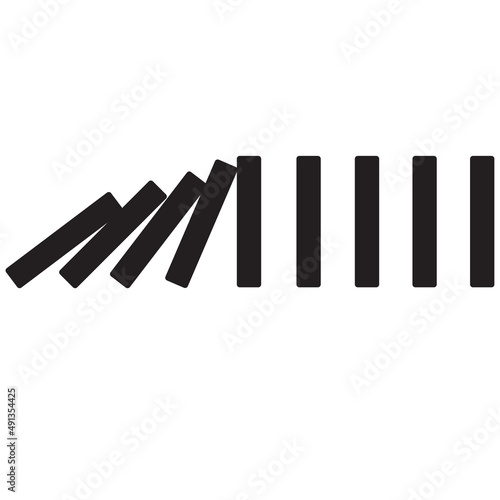 falling dominoes on white background. domino effect sign. flat style.