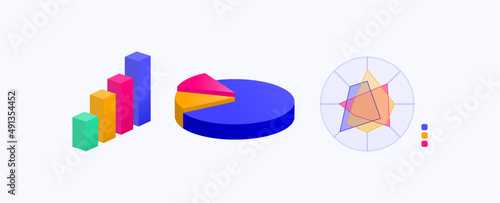 3D Graph Pie Chart Data Visualization Vector for Business Report and Presentation Illustration