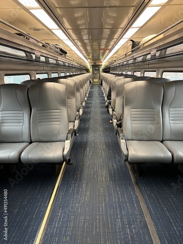 Empty Amtrak passenger rail car photo