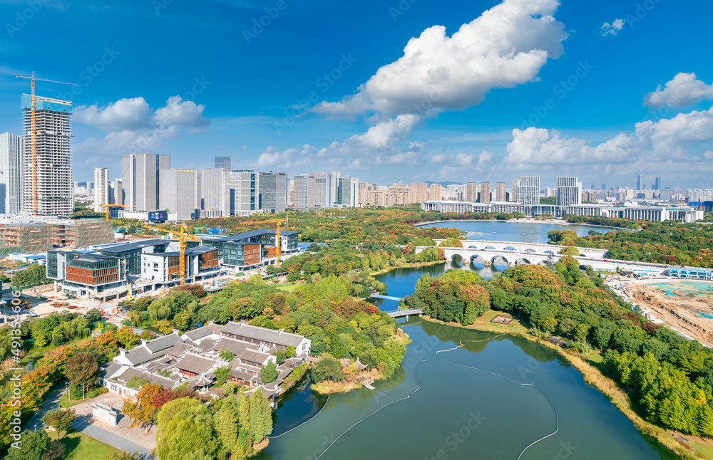 Urban environment of Shangxian River Wetland Park, Wuxi, Jiangsu Province