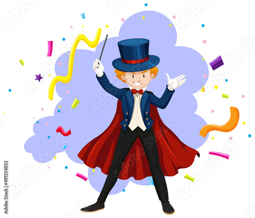 Magician in costume with magic wand