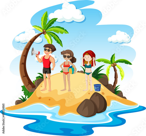 Scene with people on the beach