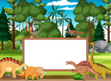 Banner template design with dinosaurs