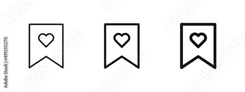 bookmark icon with heart. favorite icons symbol - add to favorites with heart symbol